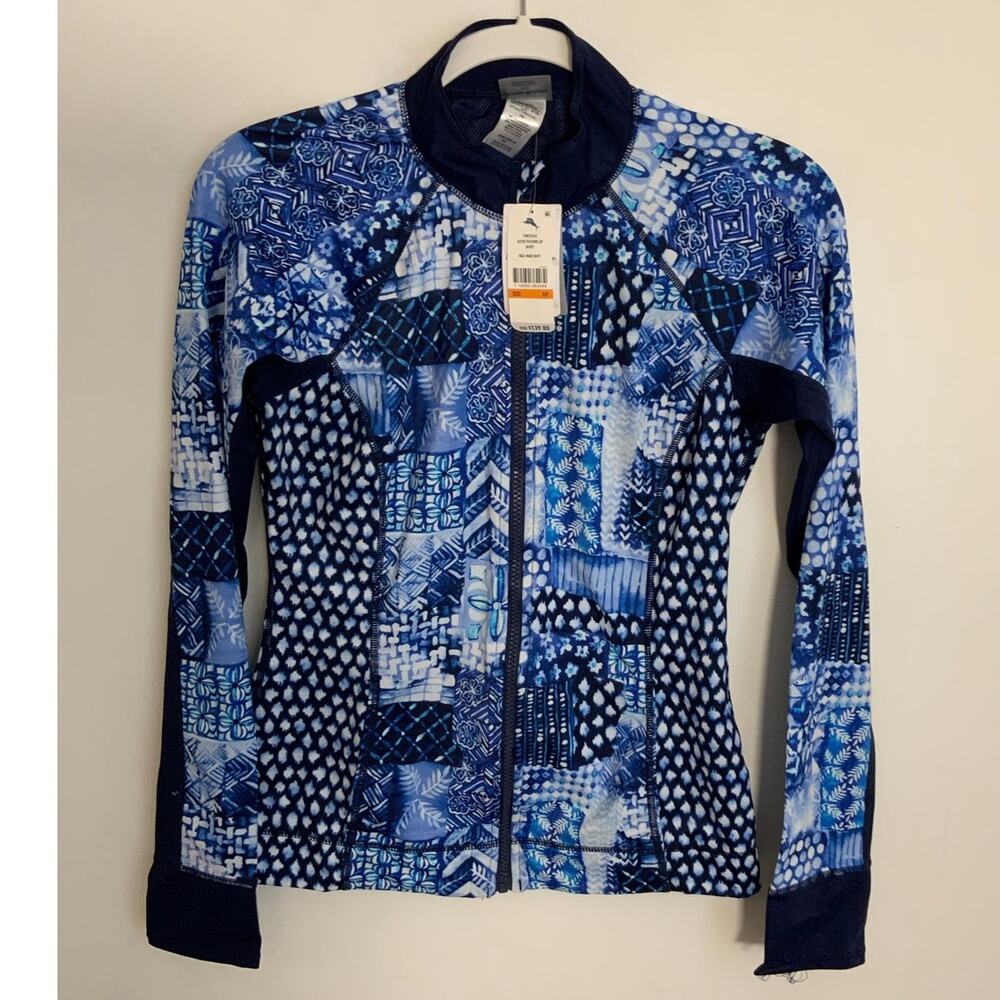Tommy‎ Bahama Island Active Patchwork Zip Rash Guard Jacket NWT size small